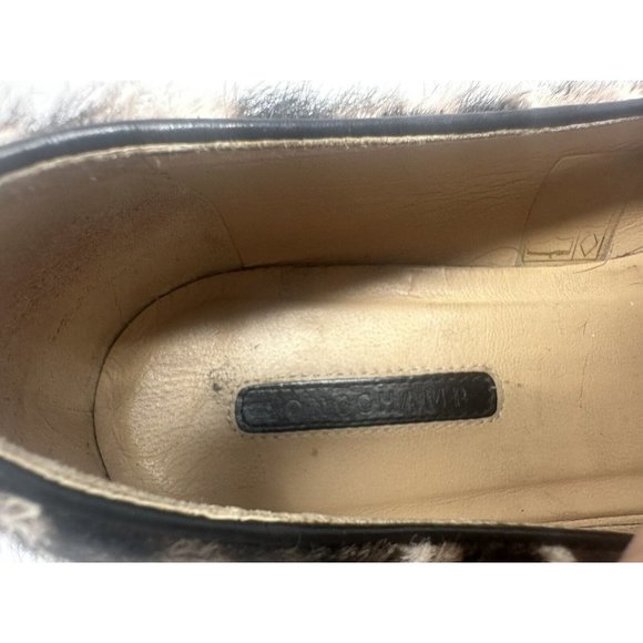 Longchamp Womens Le Pliage Heritage Penny Loafer Leopard Print Calf Hair Size 38 - Picture 4 of 7